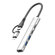 Adattatore HUB multifunzione 5 in 2, USB-C / Type-C + 8 Pin, USB-C / Type-C + USB-A