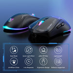 Mouse cablato + wireless 2,4 GHz ONIKUMA CW917 RGB 4800 DPI a doppia modalità, CW917 (Black), CW917 (White)