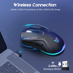 Mouse cablato + wireless 2,4 GHz ONIKUMA CW917 RGB 4800 DPI a doppia modalità, CW917 (Black), CW917 (White)