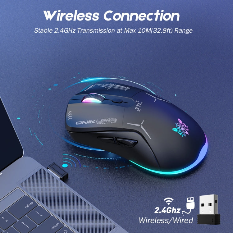 Mouse cablato + wireless 2,4 GHz ONIKUMA CW917 RGB 4800 DPI a doppia modalità, CW917 (Black), CW917 (White)