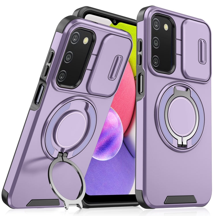 Custodia per telefono con supporto ad anello scorrevole Camshield, For Samsung Galaxy A03s