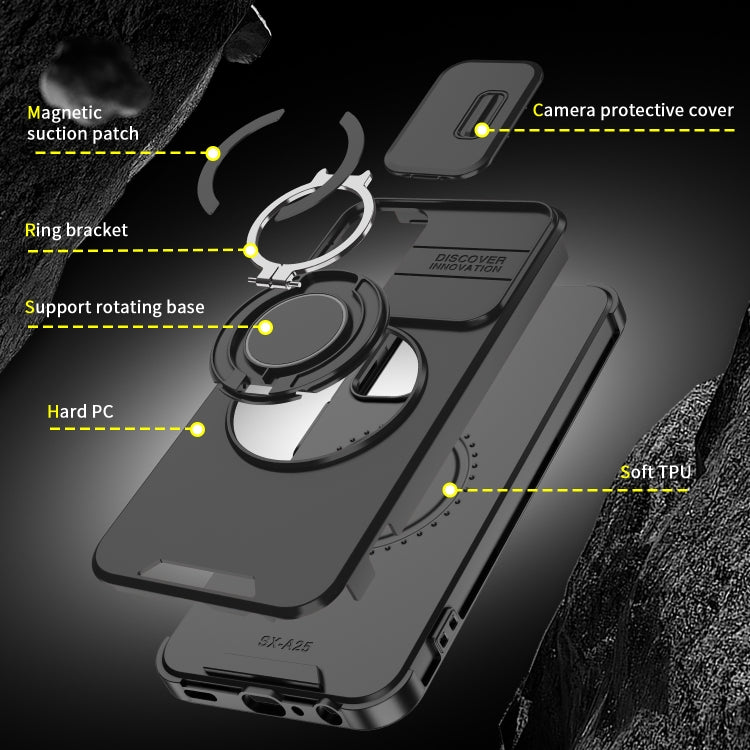 Custodia per telefono con supporto ad anello scorrevole Camshield, For Samsung Galaxy A03s