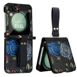 Custodia per telefono a copertura totale con motivo in rilievo integrato VIETAO con cinturino da polso, For Galaxy Z Flip8 5G, For Samsung Galaxy Z Flip7, For Samsung Galaxy Z Flip6, For Samsung Galaxy Z Flip5