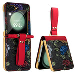 Custodia per telefono a copertura totale con motivo in rilievo integrato VIETAO con cinturino da polso, For Galaxy Z Flip8 5G, For Samsung Galaxy Z Flip7, For Samsung Galaxy Z Flip6, For Samsung Galaxy Z Flip5