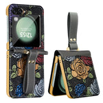 Custodia per telefono a copertura totale con motivo in rilievo integrato VIETAO con cinturino da polso, For Galaxy Z Flip8 5G, For Samsung Galaxy Z Flip7, For Samsung Galaxy Z Flip6, For Samsung Galaxy Z Flip5