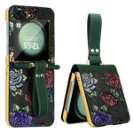 Custodia per telefono a copertura totale con motivo in rilievo integrato VIETAO con cinturino da polso, For Galaxy Z Flip8 5G, For Samsung Galaxy Z Flip7, For Samsung Galaxy Z Flip6, For Samsung Galaxy Z Flip5