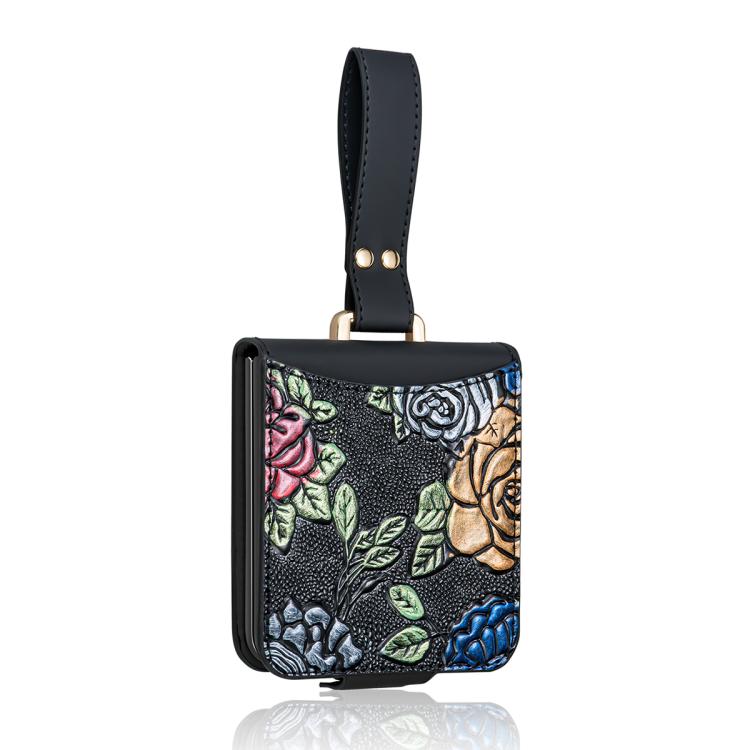 Custodia per telefono a copertura totale con motivo in rilievo integrato VIETAO con cinturino da polso, For Galaxy Z Flip8 5G, For Samsung Galaxy Z Flip7, For Samsung Galaxy Z Flip6, For Samsung Galaxy Z Flip5