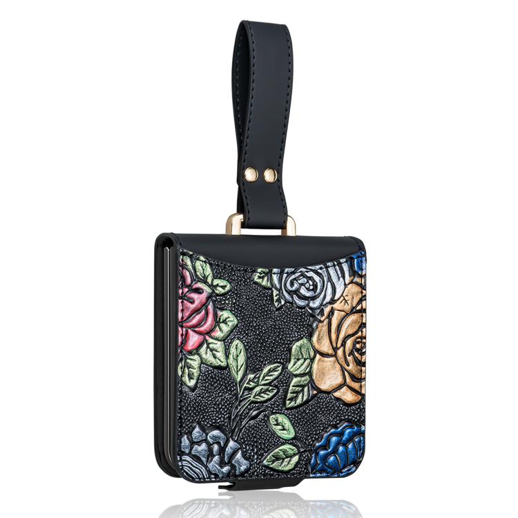 Custodia per telefono a copertura totale con motivo in rilievo integrato VIETAO con cinturino da polso, For Galaxy Z Flip8 5G, For Samsung Galaxy Z Flip7, For Samsung Galaxy Z Flip6, For Samsung Galaxy Z Flip5