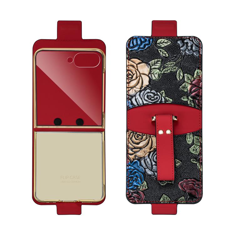 Custodia per telefono a copertura totale con motivo in rilievo integrato VIETAO con cinturino da polso, For Galaxy Z Flip8 5G, For Samsung Galaxy Z Flip7, For Samsung Galaxy Z Flip6, For Samsung Galaxy Z Flip5