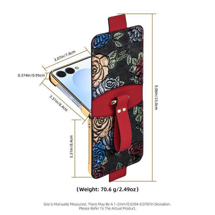 Custodia per telefono a copertura totale con motivo in rilievo integrato VIETAO con cinturino da polso, For Galaxy Z Flip8 5G, For Samsung Galaxy Z Flip7, For Samsung Galaxy Z Flip6, For Samsung Galaxy Z Flip5