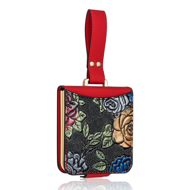 Custodia per telefono a copertura totale con motivo in rilievo integrato VIETAO con cinturino da polso, For Galaxy Z Flip8 5G, For Samsung Galaxy Z Flip7, For Samsung Galaxy Z Flip6, For Samsung Galaxy Z Flip5