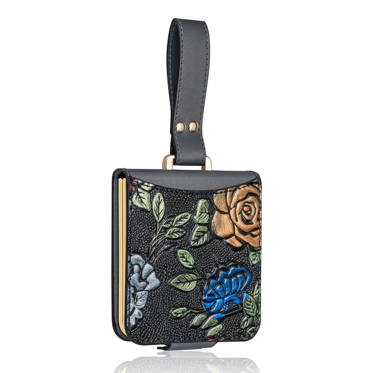 Custodia per telefono a copertura totale con motivo in rilievo integrato VIETAO con cinturino da polso, For Galaxy Z Flip8 5G, For Samsung Galaxy Z Flip7, For Samsung Galaxy Z Flip6, For Samsung Galaxy Z Flip5