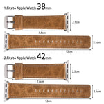 Cinturino di ricambio per cinturino di ricambio in vera pelle con trama di cavallo pazzo retrò, For Apple Watch 5 & 4 44mm / 3 & 2 & 1 42mm, For Apple Watch Series 7 41mm / 6 & SE & 5 & 4 40mm / 3 & 2 & 1 38mm