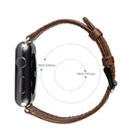 Cinturino di ricambio per cinturino di ricambio in vera pelle con trama di cavallo pazzo retrò, For Apple Watch 5 & 4 44mm / 3 & 2 & 1 42mm, For Apple Watch Series 7 41mm / 6 & SE & 5 & 4 40mm / 3 & 2 & 1 38mm