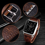 Cinturino di ricambio per cinturino di ricambio in vera pelle con trama di cavallo pazzo retrò, For Apple Watch 5 & 4 44mm / 3 & 2 & 1 42mm, For Apple Watch Series 7 41mm / 6 & SE & 5 & 4 40mm / 3 & 2 & 1 38mm