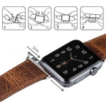 Cinturino di ricambio per cinturino di ricambio in vera pelle con trama di cavallo pazzo retrò, For Apple Watch 5 & 4 44mm / 3 & 2 & 1 42mm, For Apple Watch Series 7 41mm / 6 & SE & 5 & 4 40mm / 3 & 2 & 1 38mm