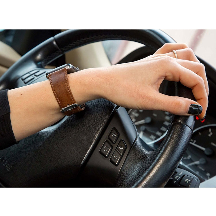Cinturino di ricambio per cinturino di ricambio in vera pelle con trama di cavallo pazzo retrò, For Apple Watch 5 & 4 44mm / 3 & 2 & 1 42mm, For Apple Watch Series 7 41mm / 6 & SE & 5 & 4 40mm / 3 & 2 & 1 38mm