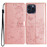 Custodia per cellulare in pelle con farfalle e fiori, For iPhone 16 Pro, For iPhone 16 Plus, For iPhone 16, For iPhone 15 Pro Max