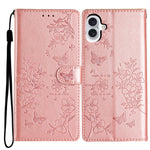 Custodia per cellulare in pelle con farfalle e fiori, For iPhone 16 Pro, For iPhone 16 Plus, For iPhone 16, For iPhone 15 Pro Max