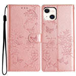 Custodia per cellulare in pelle con farfalle e fiori, For iPhone 15 Pro, For iPhone 15 Plus, For iPhone 15, For iPhone 14 Plus