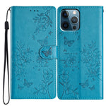 Custodia per cellulare in pelle con farfalle e fiori, For iPhone 12 / 12 Pro, For iPhone 12 Pro Max, For iPhone 12 mini, For iPhone 11 Pro Max