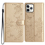 Custodia per cellulare in pelle con farfalle e fiori, For iPhone 12 / 12 Pro, For iPhone 12 Pro Max, For iPhone 12 mini, For iPhone 11 Pro Max