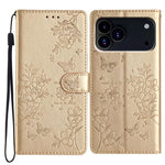 Custodia per cellulare in pelle con farfalle e fiori, For iPhone 18 Pro, For iPhone 18 Pro Max, For iPhone 17e / 16e, For iPhone 16 Pro Max