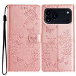 Custodia per cellulare in pelle con farfalle e fiori, For iPhone 18 Pro, For iPhone 18 Pro Max, For iPhone 17e / 16e, For iPhone 16 Pro Max