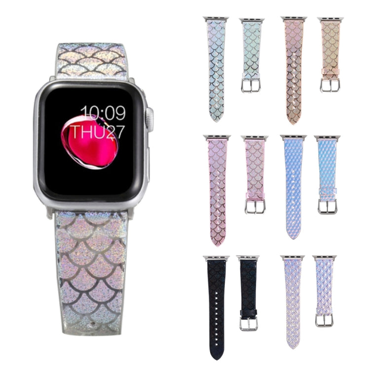 Cinturino di ricambio per cinturino di ricambio con texture a squame di pesce scolorito, For Apple Watch 5 & 4 40mm / 3 & 2 & 1 38mm, For Apple Watch 5 & 4 44mm / 3 & 2 & 1 42mm