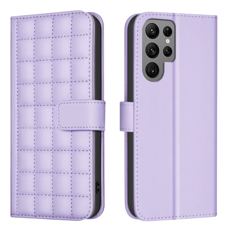 Custodia per telefono in pelle con trama quadrata, For Samsung Galaxy S22 Ultra 5G, For Samsung Galaxy S22+ 5G, For Samsung Galaxy S22 5G, For Samsung Galaxy S21 FE 5G