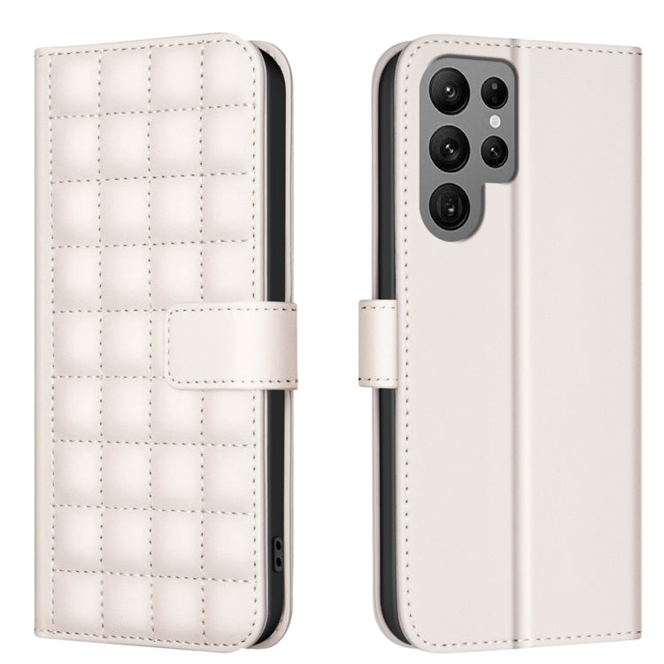 Custodia per telefono in pelle con trama quadrata, For Samsung Galaxy S22 Ultra 5G, For Samsung Galaxy S22+ 5G, For Samsung Galaxy S22 5G, For Samsung Galaxy S21 FE 5G