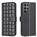 Custodia per telefono in pelle con trama quadrata, For Samsung Galaxy S22 Ultra 5G, For Samsung Galaxy S22+ 5G, For Samsung Galaxy S22 5G, For Samsung Galaxy S21 FE 5G