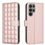 Custodia per telefono in pelle con trama quadrata, For Samsung Galaxy S23 FE 5G, For Samsung Galaxy S23 Ultra 5G, For Samsung Galaxy S23+ 5G, For Samsung Galaxy S23 5G