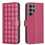 Custodia per telefono in pelle con trama quadrata, For Samsung Galaxy S23 FE 5G, For Samsung Galaxy S23 Ultra 5G, For Samsung Galaxy S23+ 5G, For Samsung Galaxy S23 5G