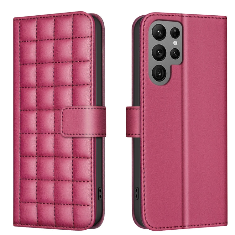 Custodia per telefono in pelle con trama quadrata, For Samsung Galaxy S25 Ultra 5G, For Samsung Galaxy S24 Ultra 5G, For Samsung Galaxy S24+ 5G, For Samsung Galaxy S24 5G