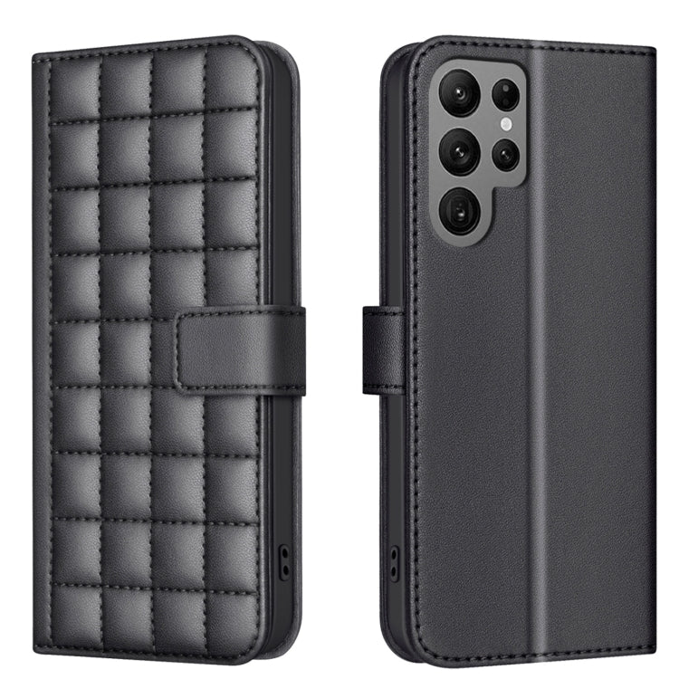 Custodia per telefono in pelle con trama quadrata, For Samsung Galaxy S25 Ultra 5G, For Samsung Galaxy S24 Ultra 5G, For Samsung Galaxy S24+ 5G, For Samsung Galaxy S24 5G