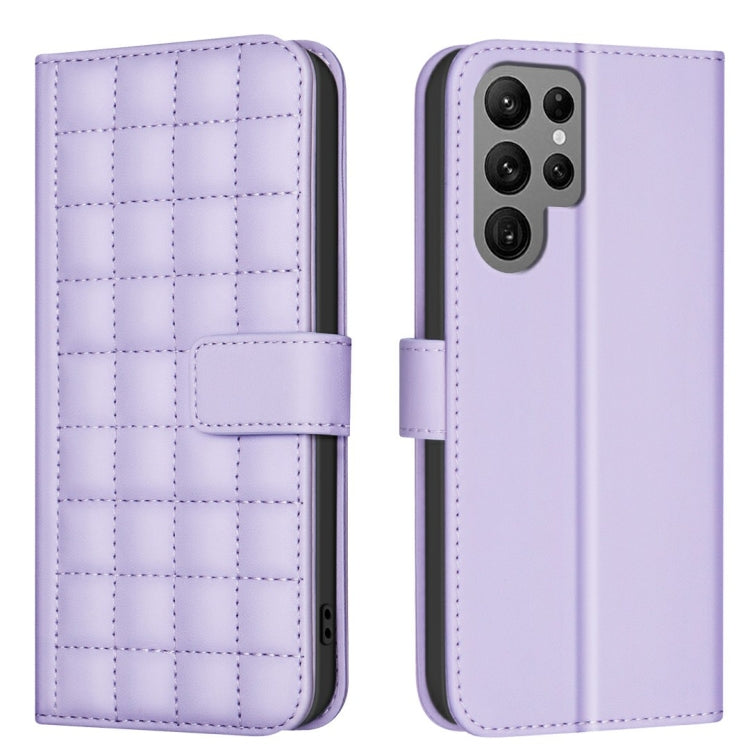 Custodia per telefono in pelle con trama quadrata, For Samsung Galaxy S25 Ultra 5G, For Samsung Galaxy S24 Ultra 5G, For Samsung Galaxy S24+ 5G, For Samsung Galaxy S24 5G