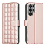 Custodia per telefono in pelle con trama quadrata, For Samsung Galaxy S25 Ultra 5G, For Samsung Galaxy S24 Ultra 5G, For Samsung Galaxy S24+ 5G, For Samsung Galaxy S24 5G