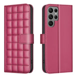 Custodia per telefono in pelle con trama quadrata, For Samsung Galaxy S25 Ultra 5G, For Samsung Galaxy S24 Ultra 5G, For Samsung Galaxy S24+ 5G, For Samsung Galaxy S24 5G