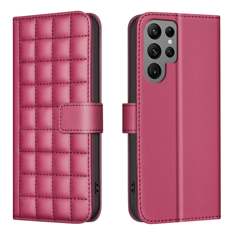 Custodia per telefono in pelle con trama quadrata, For Samsung Galaxy S25 Ultra 5G, For Samsung Galaxy S24 Ultra 5G, For Samsung Galaxy S24+ 5G, For Samsung Galaxy S24 5G