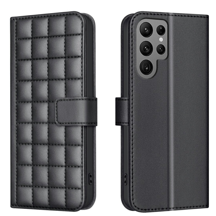 Custodia per telefono in pelle con trama quadrata, For Samsung Galaxy S25 Ultra 5G, For Samsung Galaxy S24 Ultra 5G, For Samsung Galaxy S24+ 5G, For Samsung Galaxy S24 5G