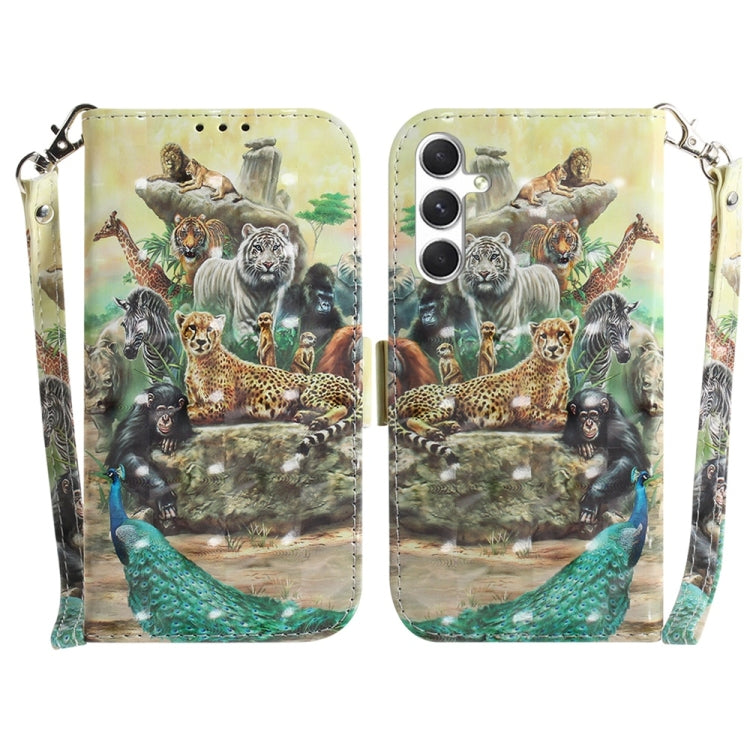 Custodia per telefono in pelle con flip orizzontale colorata 3D, For Samsung Galaxy S25 5G, For Samsung Galaxy S25+ 5G