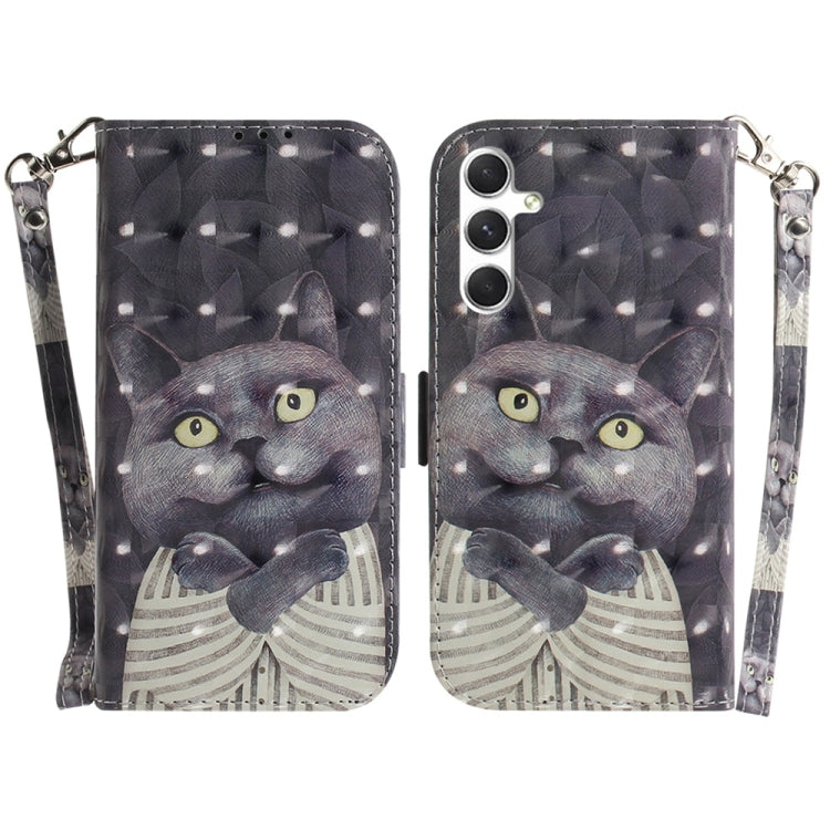 Custodia per telefono in pelle con flip orizzontale colorata 3D, For Samsung Galaxy S25 5G, For Samsung Galaxy S25+ 5G