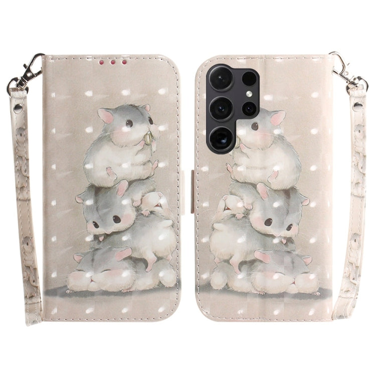 Custodia per telefono in pelle con flip orizzontale colorata 3D, For Samsung Galaxy S25 Ultra 5G, For Samsung Galaxy S24 FE 5G