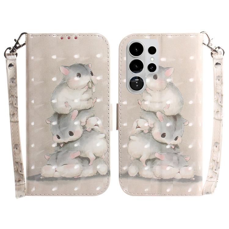 Custodia per telefono in pelle con flip orizzontale colorata 3D, For Samsung Galaxy S26 Edge 5G, For Samsung Galaxy S26 Ultra 5G