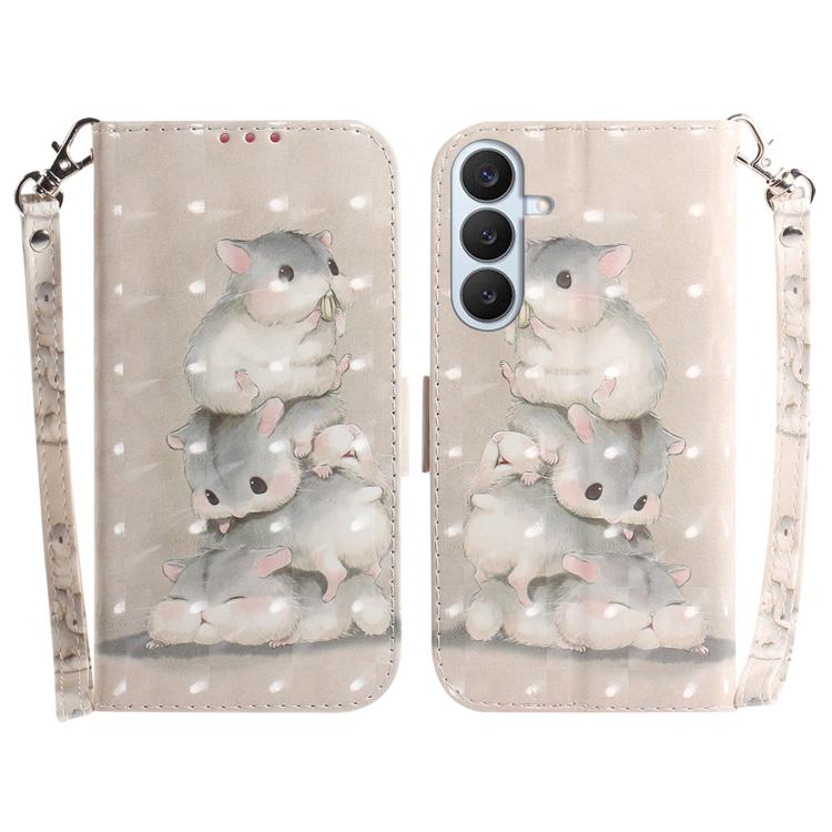 Custodia per telefono in pelle con flip orizzontale colorata 3D, For Galaxy S26 FE 5G, For Samsung Galaxy S26+ 5G