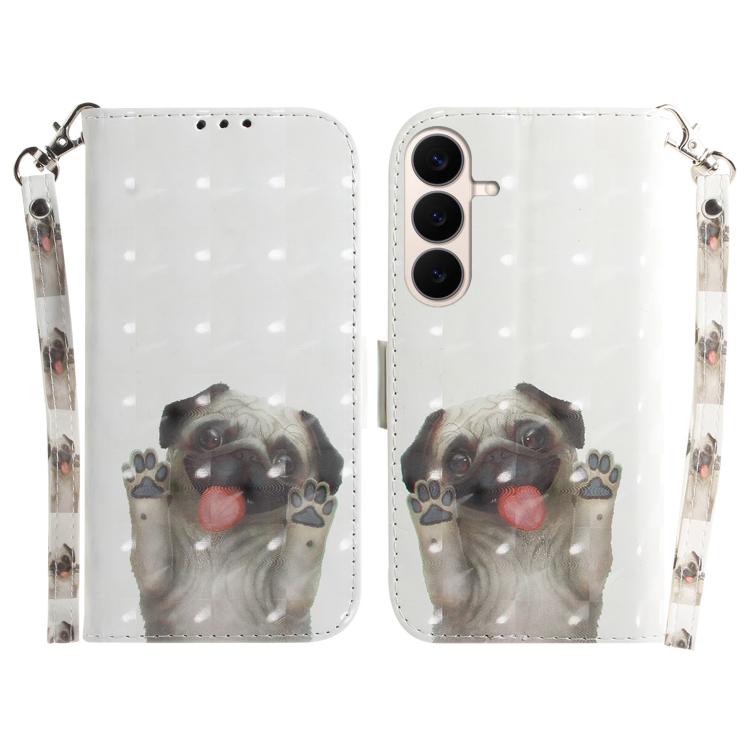 Custodia per telefono in pelle con flip orizzontale colorata 3D, For Galaxy S26 FE 5G, For Samsung Galaxy S26+ 5G