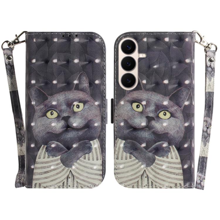 Custodia per telefono in pelle con flip orizzontale colorata 3D, For Galaxy S26 FE 5G, For Samsung Galaxy S26+ 5G