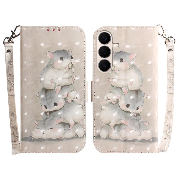 Custodia per telefono in pelle con flip orizzontale colorata 3D, For Galaxy S26 FE 5G, For Samsung Galaxy S26+ 5G