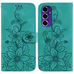 Custodia per telefono in pelle goffrata Giglio, For Samsung Galaxy S25+ 5G, For Samsung Galaxy S25 Ultra 5G, For Samsung Galaxy S24 FE 5G